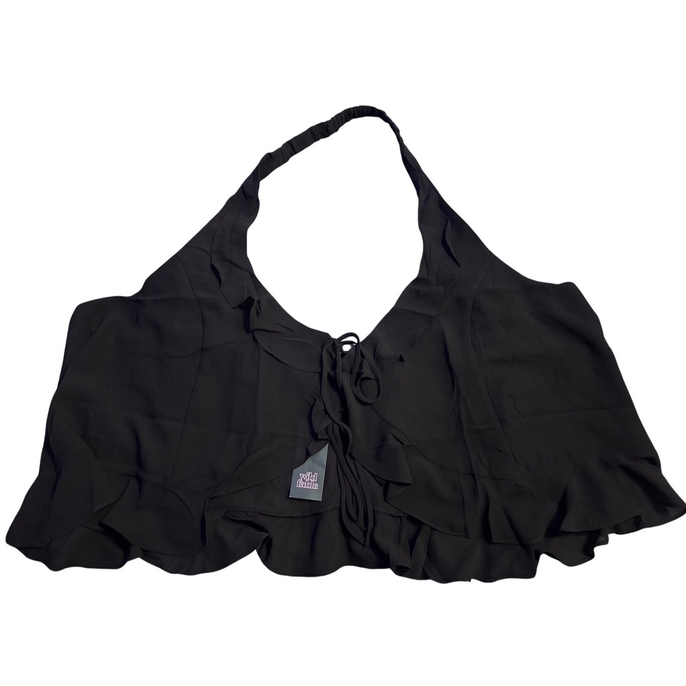 NEW Wild Fable Black Ruffle Halter Top Tiered Chiffon Tie Neck Plus Size 4X